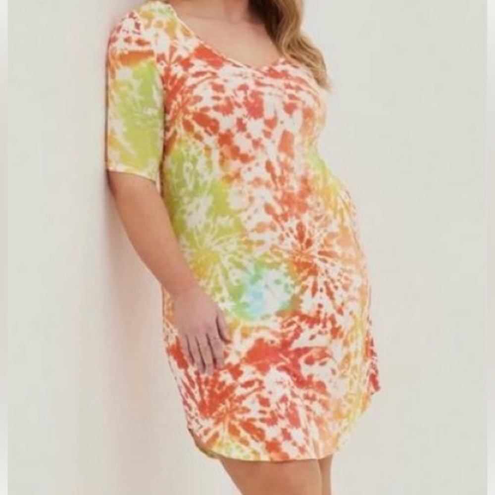 Torrid NWOT Tie-Dye V-Neck Super Soft Dress Size 3 (22/24 or 3X) - Picture 4 of 11